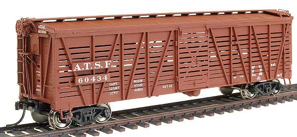 Single Deck Stock Car - Assembled; Santa Fe Class Sk-T -- Santa Fe; 1938-43 w/AB Brakes (Boxcar Red w/white lettering)