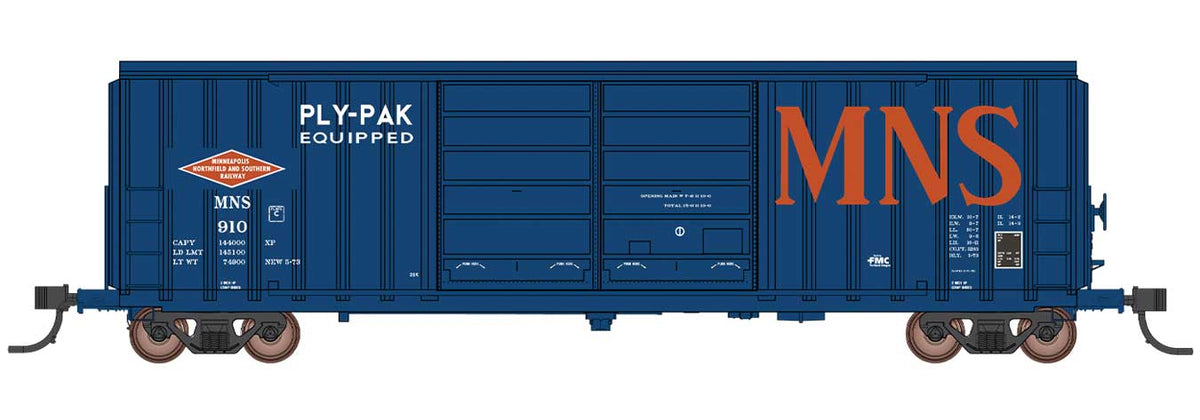 FMC 5283 Cubic Foot Double-Door Boxcar - Ready to Run -- Minneapolis, Northfield & Southern (blue, red, white, Billboard MNS)