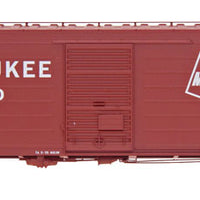 40' Rib-Side Boxcar - Ready to Run -- Milwaukee Road (Late Scheme, Boxcar Red, Large Lettering, Youngstown Doors)