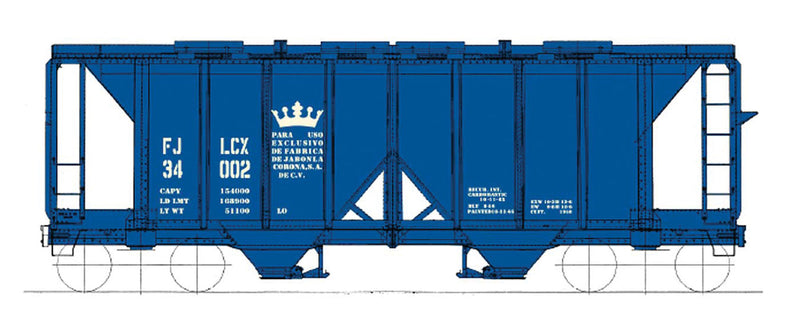 1958 Cubic Foot 2-Bay Covered Hopper w/Open Sides - Ready to Run -- Jablona Corona FJLCX (blue, white, Crown Logo)