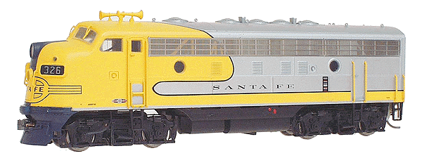 Regal Line Diesel EMD F7A Phase I Powered, Assembled -- Santa Fe (Passenger "Yellowbonnet" silver w/yellow nose)