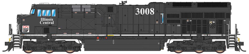 GE ET44AH Tier 4 - LokSound and DCC -- Canadian National 3008 (Illinois Central Heritage, black, white)