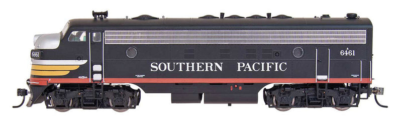 EMD FP7 Phase I w/DCC -- Southern Pacific (Black Widow, black, silver, orange, red)