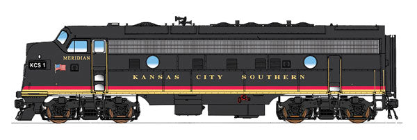 EMD FP9 w/LokSound & DCC -- Kansas City Southern (black, red, yellow)