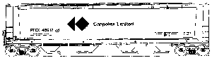 Cylindrical Covered Hopper, Round Hatch Version -- Canpotex (gray w/green logo & black lettering)
