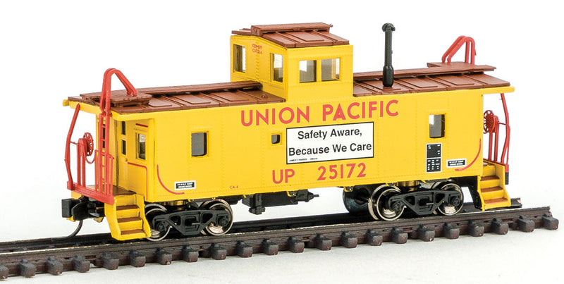 Centralia Car Shops CA-3/CA-4 Caboose - Ready to Run -- Union Pacific #25172 (Armour Yellow, "Safety Aware Because We Care" Slogan