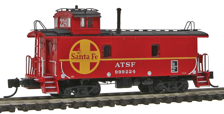 Santa Fe Rebuilt Steel Cupola Caboose - Ready to Run -- Santa Fe (CE-1, red, yellow, black Roof, Large Logo)