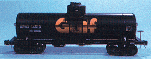 ACF Type 27 Riveted 8000 Gallon Tank Car -- Gulf (black, silver lettering, orange logo)
