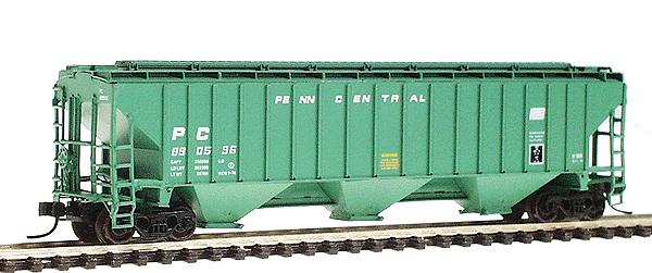 PS2CD 4750 Cubic Foot 3-Bay Covered Hopper - Ready to Run -- Penn Central (Jade Green w/white Lettering)
