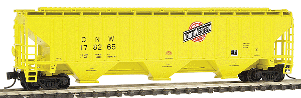 PS2CD 4750 Cubic Foot 3-Bay Covered Hopper - Ready to Run -- Chicago & North Western (yellow)