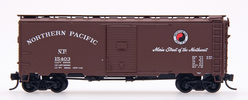 1937 AAR 40' Boxcar - Ready to Run -- Northern Pacific (Mineral Red, red, white, black, Mainstreet Slogan)