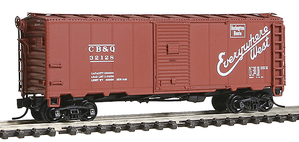 10'6" Modified 1937 AAR 40' Boxcar - Ready to Run -- Chicago, Burlington & Quincy (Boxcar Red, Way of the Zephyrs slogan)