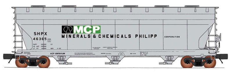 ACF 4650 Cubic Foot 3-Bay Covered Hopper - Ready to Run -- Minerals and Chemicals Philipp SHPX (gray, green, black)