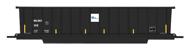 Bathtub Coal Gondola - Ready to Run -- MLMX/Sims Metal (black, yellow Conspicuity Larks)