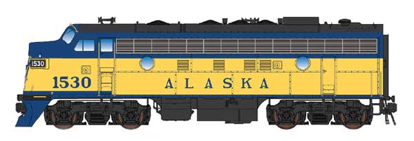 EMD F7A - Standard DC -- Alaska Railroad #1530 (DOT Scheme, yellow, blue)