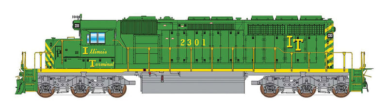 EMD SD40-2 w/DCC -- Illinois Terminal (green, yellow)