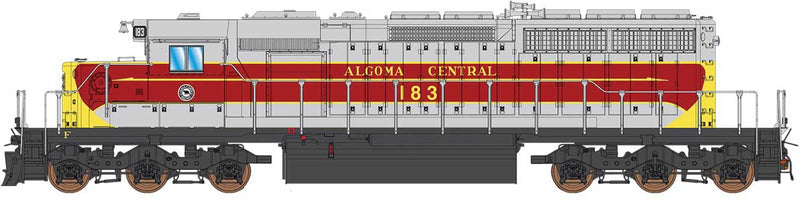 GMDD SD40-2 - Standard DC -- Algoma Central (gray, maroon, yellow)