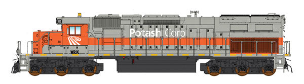 EMD SD40T-2 Tunnel Motor w/LokSound & DCC -- Western Rail Inc. WRIX (Potash Corp, gray, orange)
