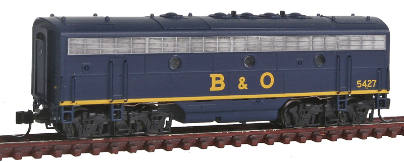 EMD F7B - Standard DC -- Baltimore & Ohio (Solid blue, yellow)