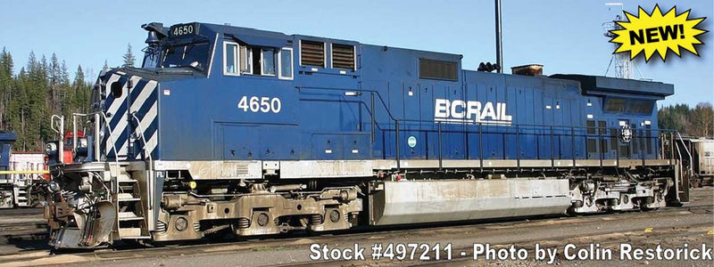 GE C44-9W - LokSound and DCC -- BC Rail (blue, silver, white)