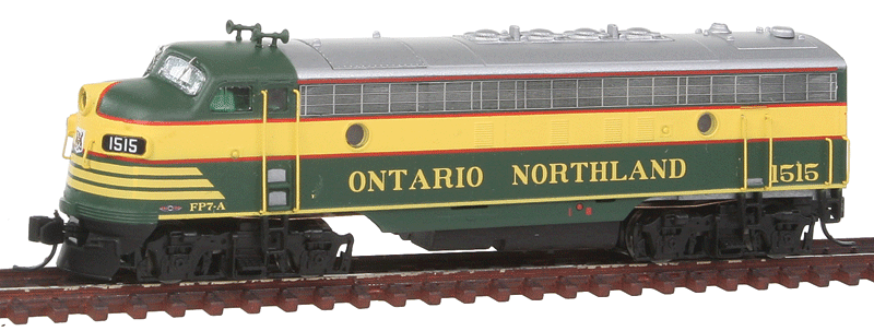 EMD FP7 Phase I - Standard DC -- Ontario Northland (green, yellow)