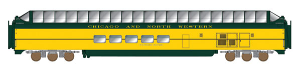 P-S Superdome Smooth-Side Full-Length Dome - Ready to Run -- Chicago & North Western #421 Powder River (yellow, green)