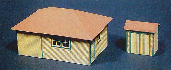 Laser-Works Line Wood Kits - Santa Fe Lineside Set -- #2; Double Yard Closet, Signal Maintainer's House w/Motor Car Stall