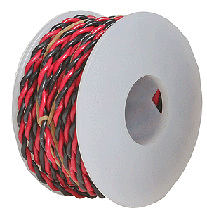 Two Conductor Hookup Wire - #22 Gauge - 30' -- Black & Red