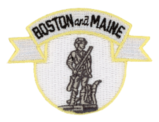 Cloth Railroad Patch -- Boston & Maine (Minuteman, white, maroon, yellow) 2-1/2" 6.4cm Horizontal