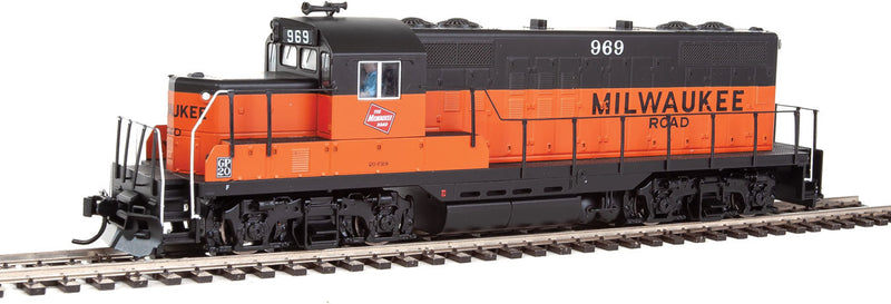 EMD GP9 Phase II with Chopped Nose - Standard DC -- Milwaukee Road #969 (orange, black; Large Milwaukee Name, GP20 Nameplate)-1