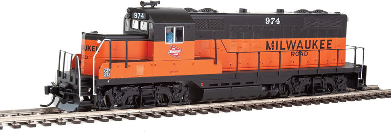 EMD GP9 Phase II with Chopped Nose - Standard DC -- Milwaukee Raod #974 (orange, black; Large Milwaukee Name, GP20 Nameplate)-1