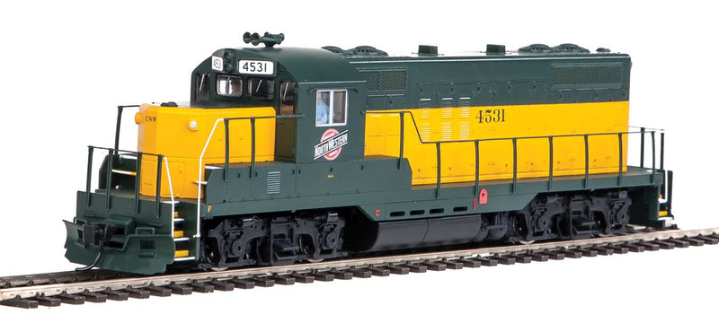 EMD GP9 Phase II with Chopped Nose - Standard DC -- Chicago & North Western(TM) #4531 (yellow, green; Employee Owned Logo)-1