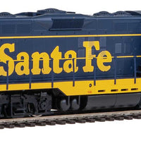 EMD GP9 Phase II with High Hood - Standard DC -- Santa Fe #725 (blue, yellow)