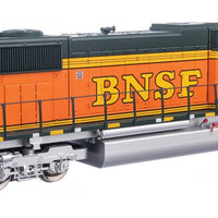 EMD SD75M - Standard DC -- BNSF Railway #8275 (orange, black, green, silver, Heritage II)
