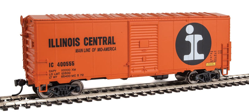 40' Association of American Railroads AAR Modernized 1948 Boxcar - Ready to Ru -- Illinois Central #400555 (orange, black; Large Split Rail Logo)-1