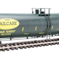 Trinity 25,000-Gallon Tank Car - Ready to Run -- Dana Transportation DNAX #125027 (black, yellow stripes & Railcare logo)