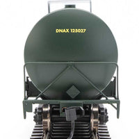 Trinity 25,000-Gallon Tank Car - Ready to Run -- Dana Transportation DNAX #125027 (black, yellow stripes & Railcare logo)