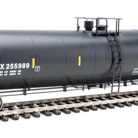 Trinity 25,000-Gallon Tank Car - Ready to Run -- PBF Holding Co. DPRX #255989 (black, white, yellow conspicuity stripes)