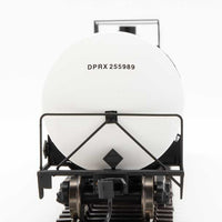 Trinity 25,000-Gallon Tank Car - Ready to Run -- PBF Holding Co. DPRX #255989 (black, white, yellow conspicuity stripes)