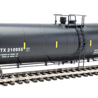 Trinity 25,000-Gallon Tank Car - Ready to Run -- GATX Corporation GATX #210955 (black, whitre, yellow conspicuity stripes)