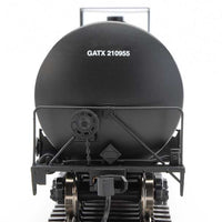 Trinity 25,000-Gallon Tank Car - Ready to Run -- GATX Corporation GATX #210955 (black, whitre, yellow conspicuity stripes)