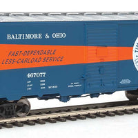 40' Association of American Railroads 1944 Boxcar - Ready to Run -- Baltimore & Ohio #467077 (blue, silver, orange; Time-Saver Service Logo)