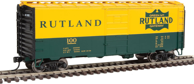 40' PS-1 Boxcar - Ready to Run -- Rutland #100 (green, yellow, large name, Green Mt. Gateway logo)-1