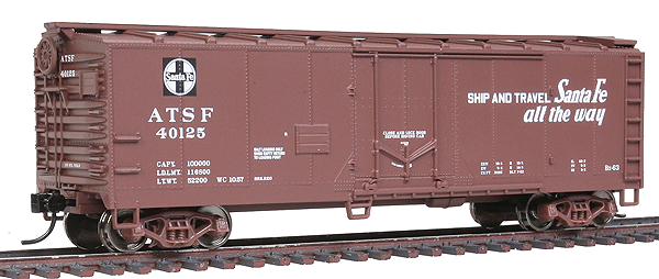 40' Plug-Door Boxcar - Ready to Run -- Atchison, Topeka & Santa Fe #40125 (Boxcar Red, "...Santa Fe All The Way")