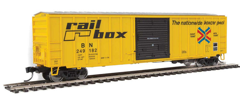 50' ACF Exterior Post Boxcar - Ready to Run -- Railbox #249182 (Burlington Northern patch)-1