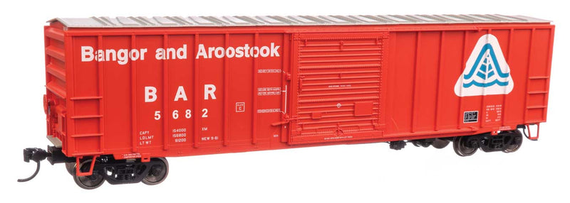 50' ACF Exterior Post Boxcar - Ready to Run -- Bangor & Aroostook BAR #5682 (red, white)-1