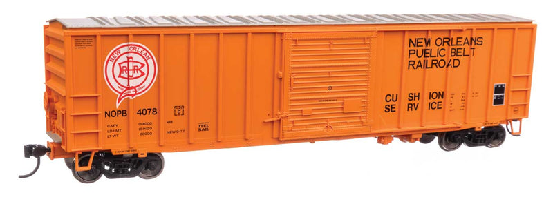 50' ACF Exterior Post Boxcar - Ready to Run -- New Orleans Public Belt Railroad #4078 (orange, black, red, white)-1