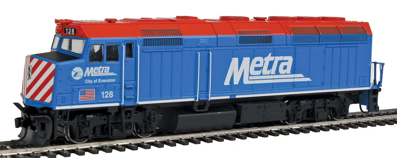 EMD F40PH - SoundTraxx(R) Sound & DCC -- Metra #128 "City of Evanston"-1
