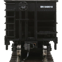 50' 100-Ton 4-Bay Hopper - Ready to Run -- Burlington Northern #549018 (black, white; Later Medium Logo Over Car Number