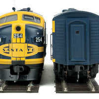 EMD F7A-B Set w/SoundTraxx(R) Sound & DCC -- Santa Fe #254L, 254A (blue, yellow; Cigar Band Logo)